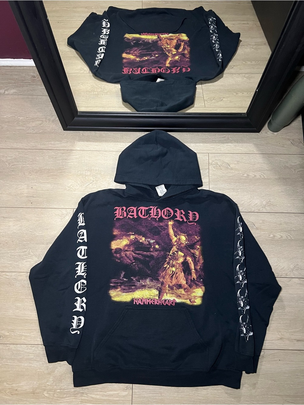 Vintage 1991 Bathory Hammerheart Hoodie Tour Merch With Sleeve Hits Going Down